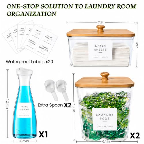 3+1 Pack Laundry Pods Containers & Dryer Sheet Holder & 64 - Image 4