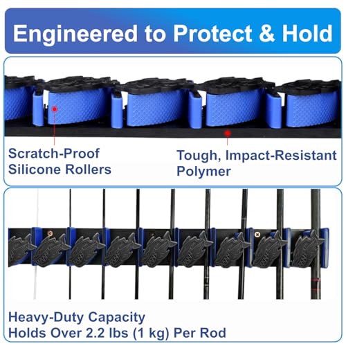 Vertical Fishing Rod Storage Rack Wall Mounted Pole Holder - Image 7