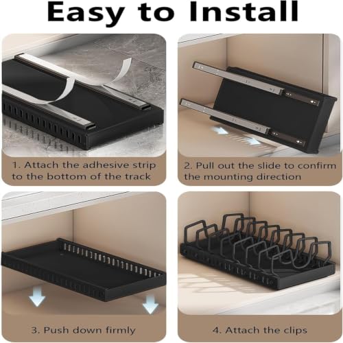 Pull Out Cabinet Organizer for Pots and Pans, 1 Pack Black - Image 8