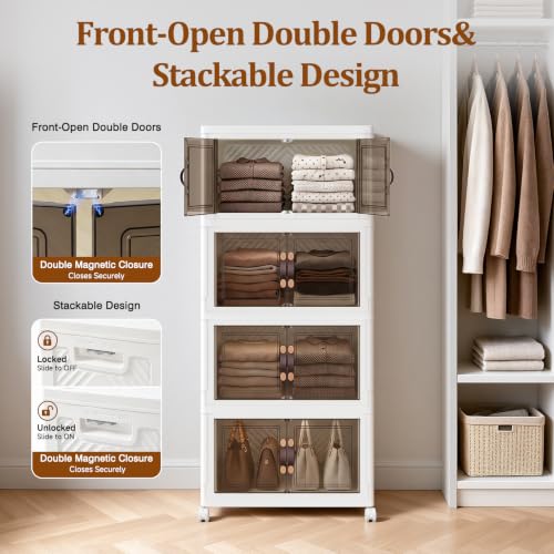 4Tier 428QT Stackable Storage Bins With Lids Portable Wheels - Image 6