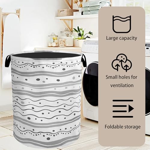 Grey Lines Laundry Basket - Heavy Duty 60L Dirty Clothes - Image 8