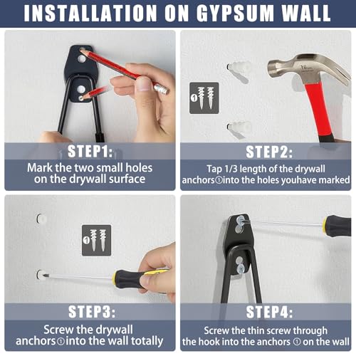 KOFANI Steel Garage Storage Hooks-16 Pack Black Heavy Duty Wall - Image 6