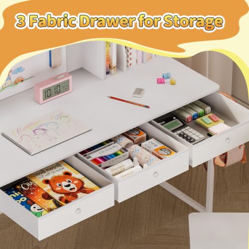 Kids Desk and Chair Set, 6-12, Study Desk with Hutch and Storage - Image 6