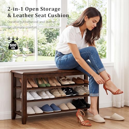 Shoe Rack Bench for Entryway, 3 Tier Adjustable Shelves - Image 6