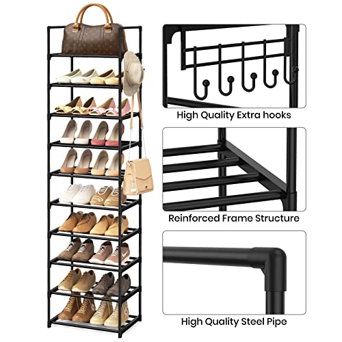 Narrow Shoe Rack 10 Tiers Tall Shoe Rack for Entryway Closet 20 - Image 7