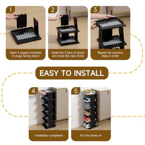 UFORU 6 Tier Vertical Shoe Rack, Narrow Stackable Shoe Organizer - Image 6