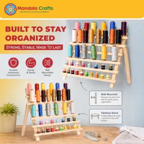 Mandala Crafts 60 Spool Black Thread Rack Sewing | Home Organization - Image 6