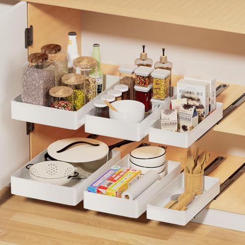 3 Pack Pull Out Drawers for Cabinets with Metal Slides - Image 2