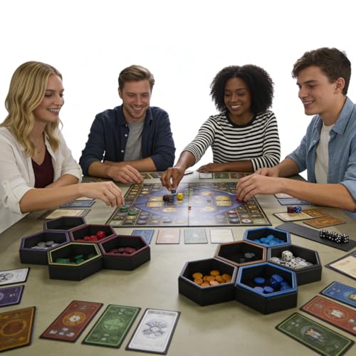 Magnetic Hex Board Game Trays, Modular Stackable Token Dice Trays - Image 3