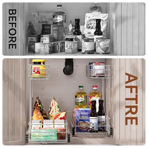 Under Sink Organizer 9" W X19 D, Pull Out Cabinet Organizer 2 - Image 4