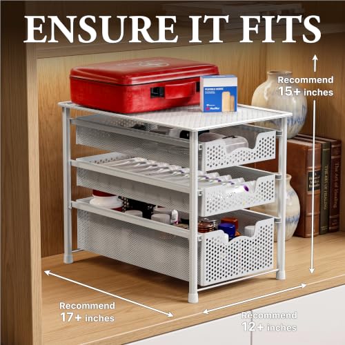 Simple Houseware 3 Tier White Alloy Steel Sliding Basket - Image 4