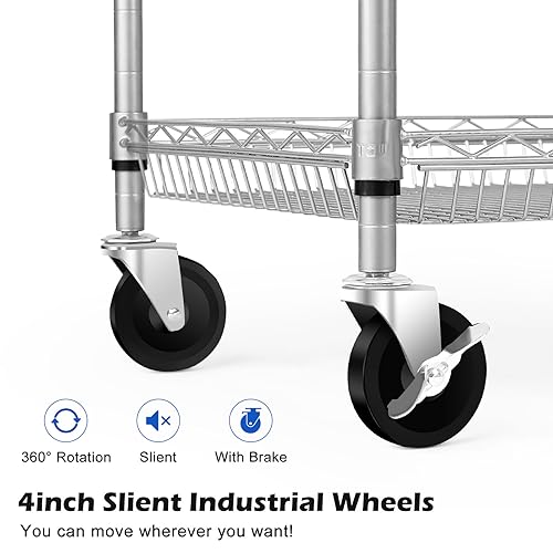 WDT Heavy Duty 2 Tier Rolling Cart, NSF Listed - Image 6