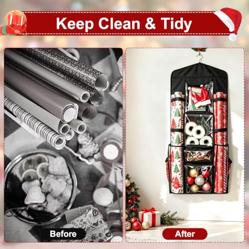 Double-Sided Hanging Wrapping Paper Storage Organizer,Over - Image 7