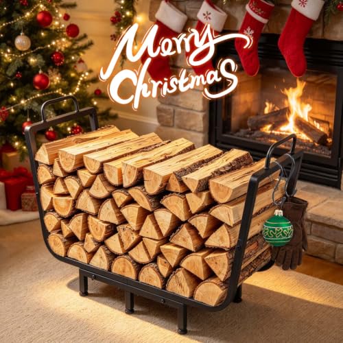 35” Firewood Rack Outdoor with Cover & Hooks, Heavy Duty - Image 4