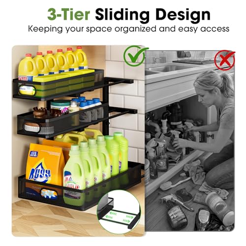 Under Sink Organizer 3 Tier, 2 Pack L-Shaped Pull-Ou | All Products - Image 3