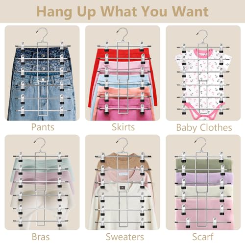 Pants Hangers with Clips,Space Saving Hanging Closet Organizer-6 - Image 5