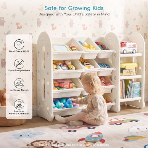 Vtopmart Kids Toy Storage Organizer with Bookshelf for Playroom - Image 5