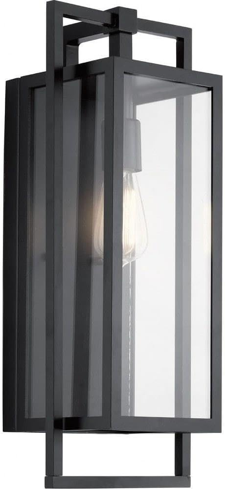 Kichler Goson 20" Outdoor Wall Light in Black, 1-Light Modern Exterior Wall Lantern with Clear Glass for Porch, Patio, Garage, (20" H x 8" W x 7" L), 59087BK