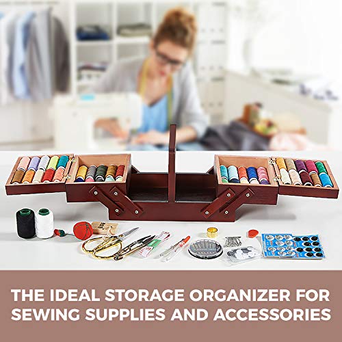PRIMO SUPPLY Expandable Sewing Box - Seamstress Wooden Box - Image 4