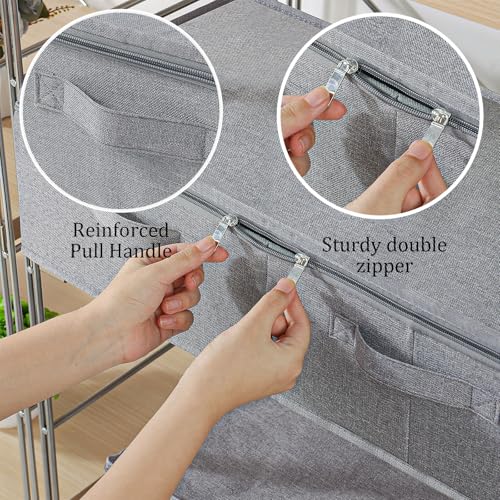Underbed Fabric Storage Box with Lids,23.6x11.8x5.9in,Grey,2 Pack - Image 6