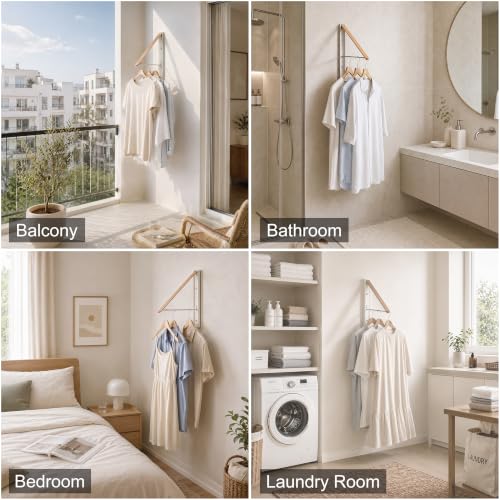 LEQ Clothes Drying Rack Wall Mounted, Foldable Laundry - Image 6