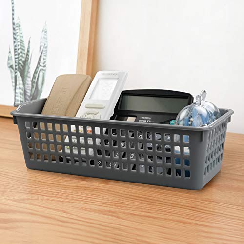 6-Pack Slim Plastic Storage Baskets Bin, Rectangle Basket Set - Image 5