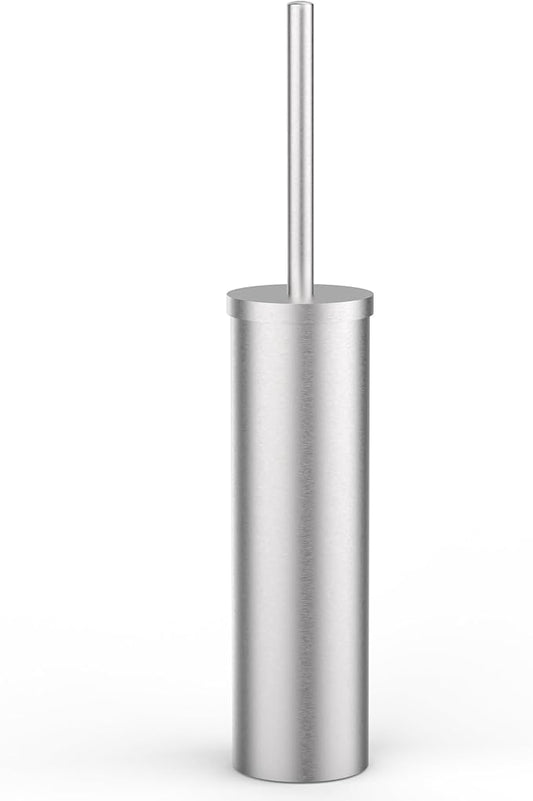 Stainless Steel Toilet Brush and Holder Set Brushed Silver Heavy Duty Toilet Bowl Brush with Long Handle for Bathroom and Farmhouse