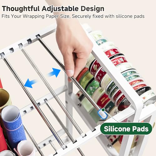 Wrapping Paper Storage, Rolling Gift Wrap Station - Image 5