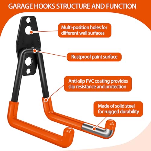 18 Pack Garage Hooks Heavy Duty - Anti-Slip Coating - Image 4