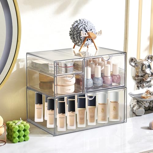 Prsildan Acrylic Drawer Makeup Organizer with 4 Drawers - Image 3
