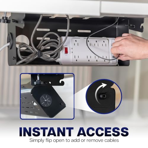 VIVO Black Clamp-On Flip-Open 19 in Cable Management Box - Image 4