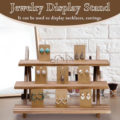 3 Tier Wooden Display Stand, Retail Jewelry Card Sta | Jewelry Organiz - Image 6