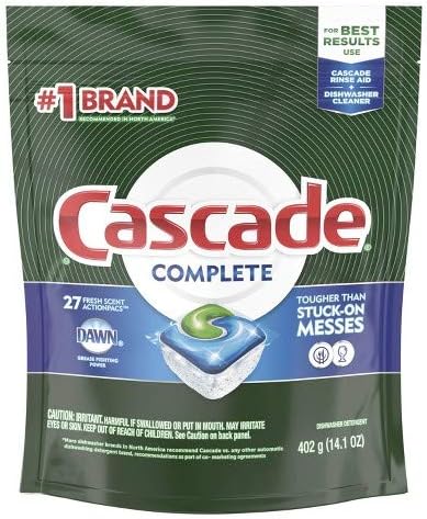 Cascade Complete ActionPacs, Dishwasher Detergent, Lemon Scent, 27 Count