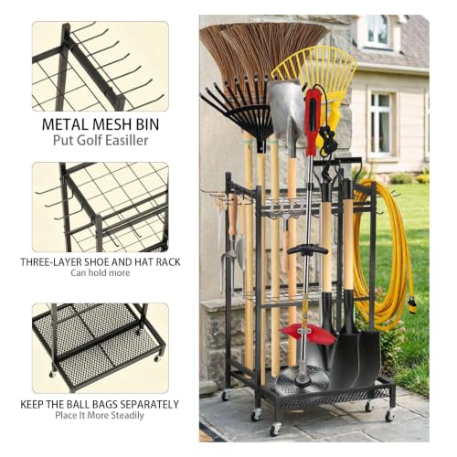 Garden Tool Organizer Rack with Wheels Up to 35 Tools | - Image 7