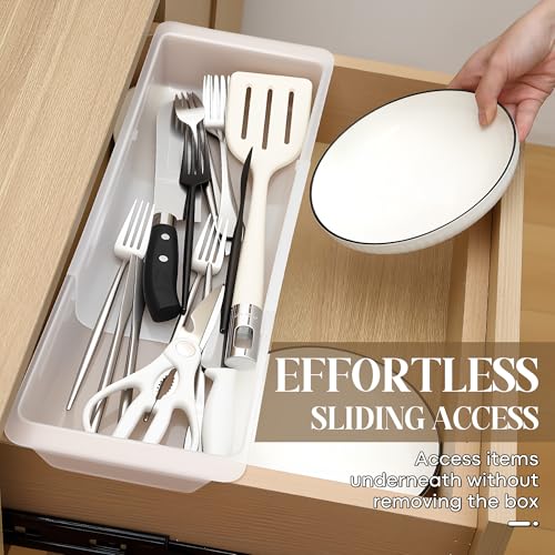 2 Pack Deep Drawer Organizer Bins, Adjustable Sliding - Image 7