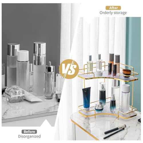 Seoneiro 2 Tier Corner Bathroom Counter Organizer, Cosmetic - Image 4
