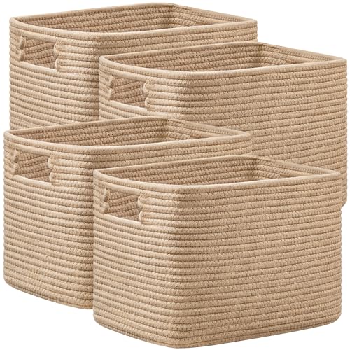 4 Pack Storage Baskets for Organizing, Shelf Baskets with Handles - Image 2