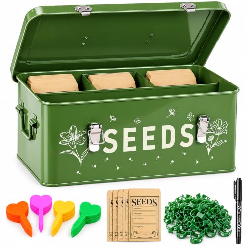 Seed Storage Organizer Box with 4 Compartments, Metal Seed - Image 2