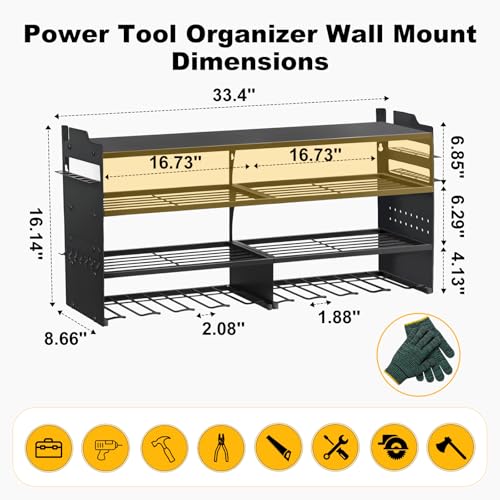 oviitech Large Power Tool Organizer Wall Mount Black - Image 3