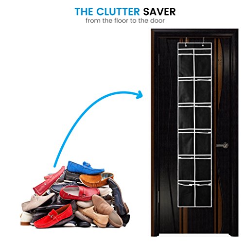 ZOBER Over the Door Shoe Organizer - 12 Mesh Pockets, Space - Image 5