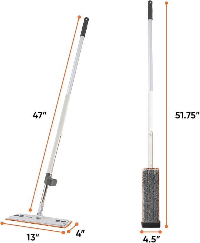 Superio Self-Wringing Microfiber Cleaning Mop with Hands-Free Wringing Blade and Reusable & Washable 8" x 4.5" Microfiber Mopping Pad for Home, Kitchen, Bathroom, Streak-Free Cleaning