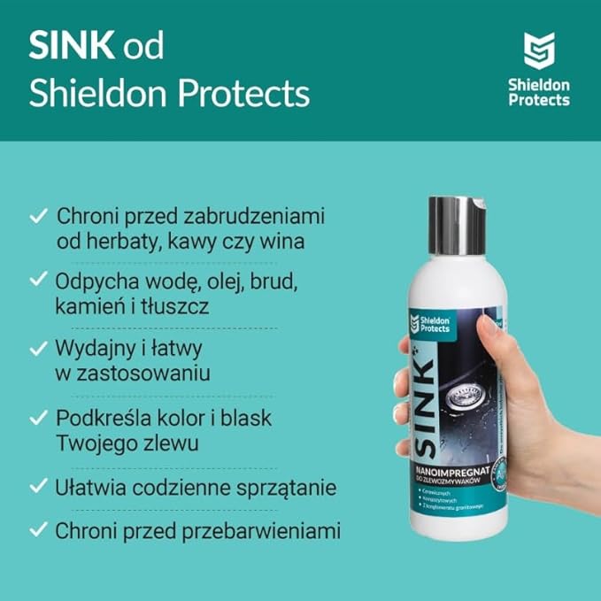 Shieldon Sink Care Kit – Cleaner & Nano Sealer for Granite Composite, Ceramic & Natural Stone Sinks – Restores Shine, Repels Stains, Grease & Hard Water – 2 Sponges & Microfiber Cloth