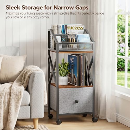 Portin Rolling Vinyl Record Storage Cart, 3 Tier LP - Image 4