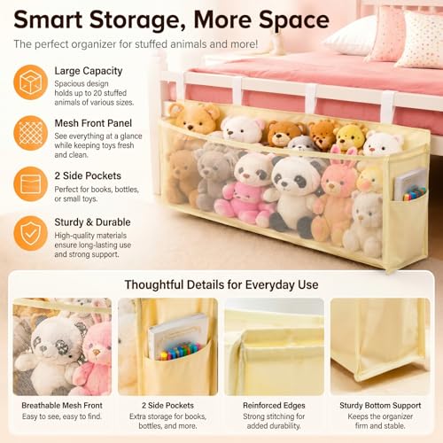 Beeveer Stuffed Toy Organizer, Hanging Plush Storage - Image 5