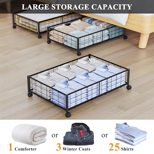 Hleelomi Under Bed Storage with Wheels, 360° Rotating - Image 6