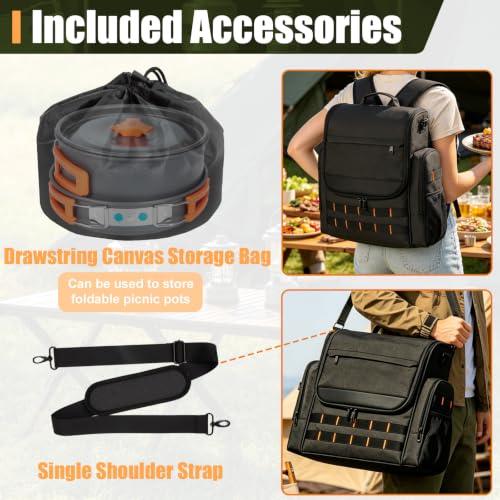 Large Camp Kitchen Organizer with Paper Towel Holder, Black - Image 4