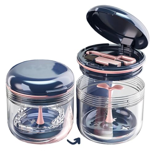 MURRI&MURRDI Denture Bath Case Holder with Mirror & Strainer - Image 1