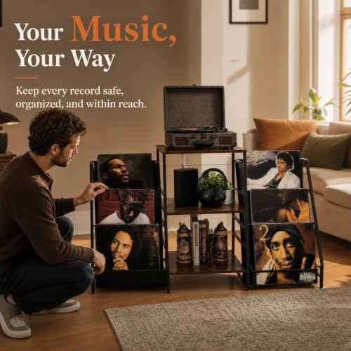 Record Player Stand with Storage, Vinyl Record Holder - Image 8
