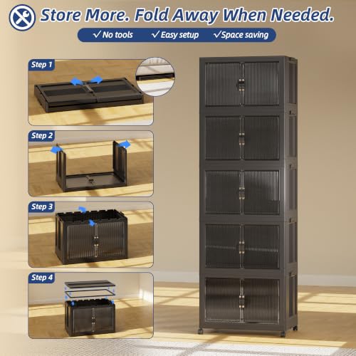 SAILUN Stackable Storage Bins with Lid, 167QT 5Pack Black - Image 7