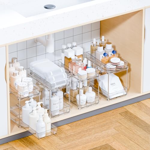 Yieach 4 Set Bathroom Organizers and Storage,2 Tier | Under Sink Stora - Image 2